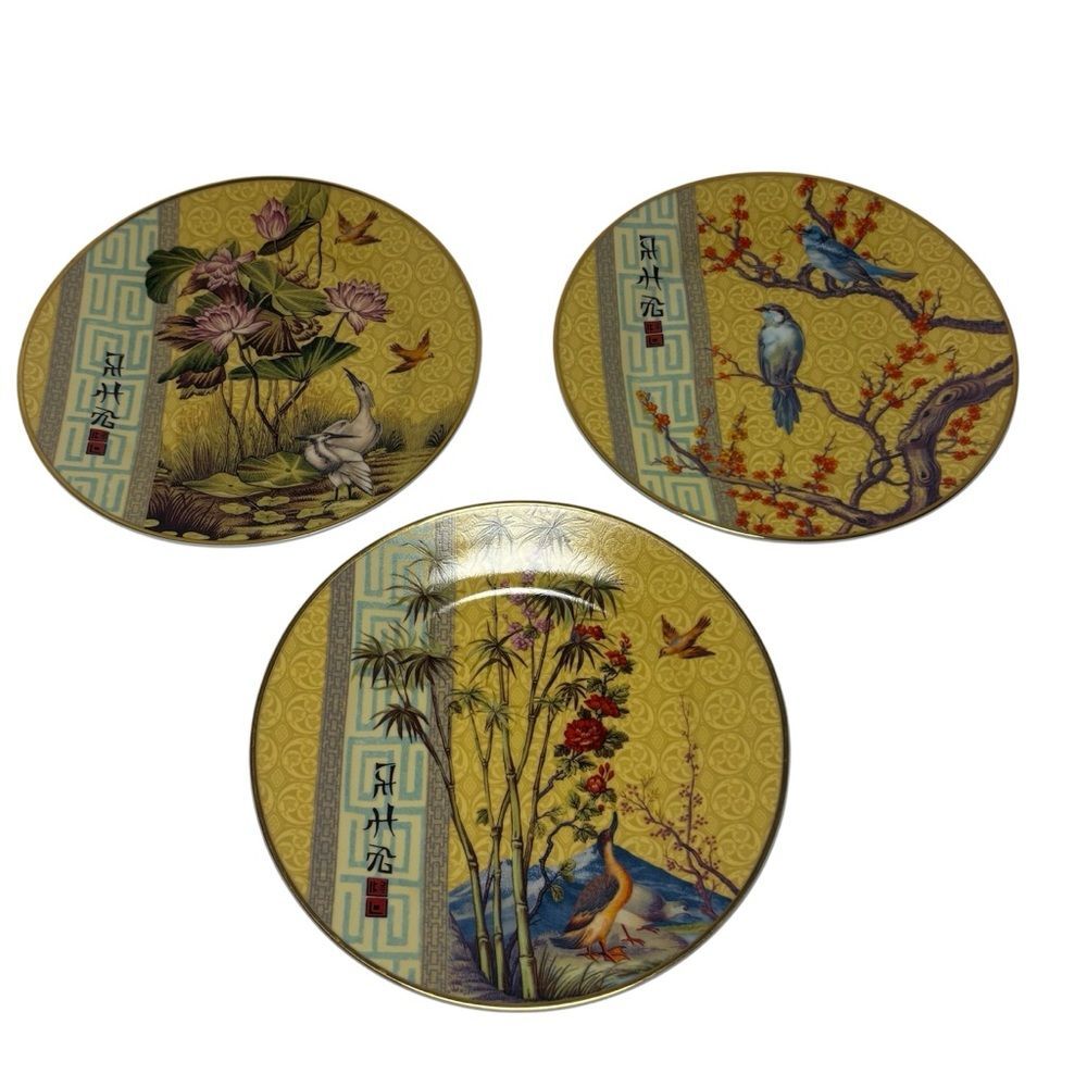 Punch Studio Tea Garden Asian Luncheon Decorative Plates Set of 3